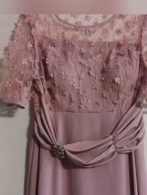 Pink PARTY dress W/ Lovely Rhinestone & Pearl AccentOn WaistSHEIN Curve 2XL